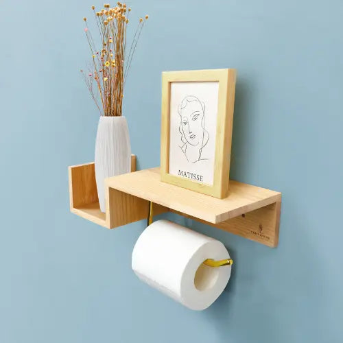 Porte papier toilette CHAILLUZE en bois massif de chêne rouge