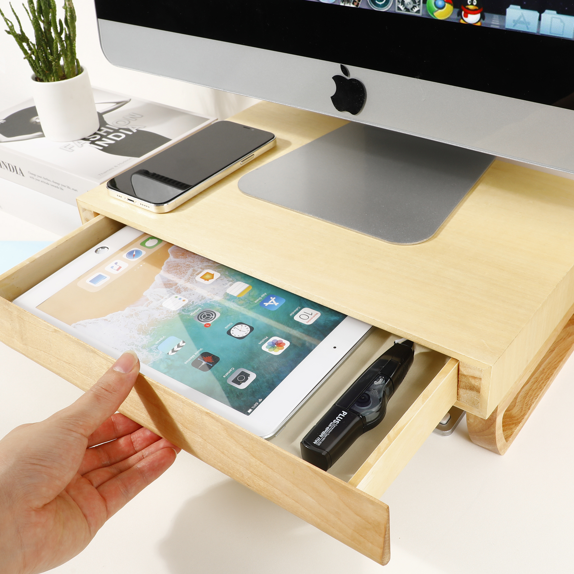 Support de moniteur, support de moniteur de bureau avec support pour  smartphone